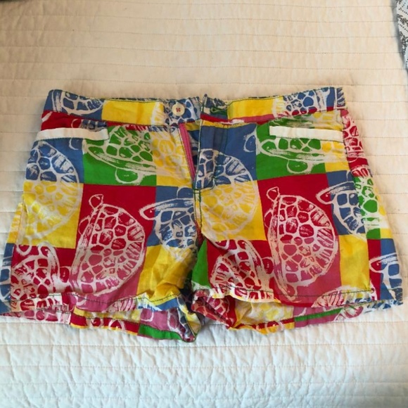 Lilly Pulitzer Girls Turtle Color Block Shorts - Picture 1 of 3